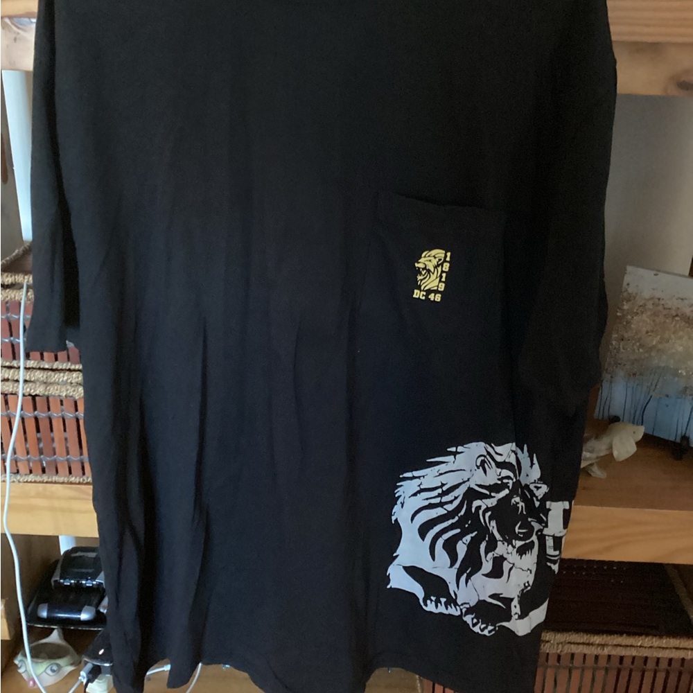 Black T-Shirt with Lion Graphic